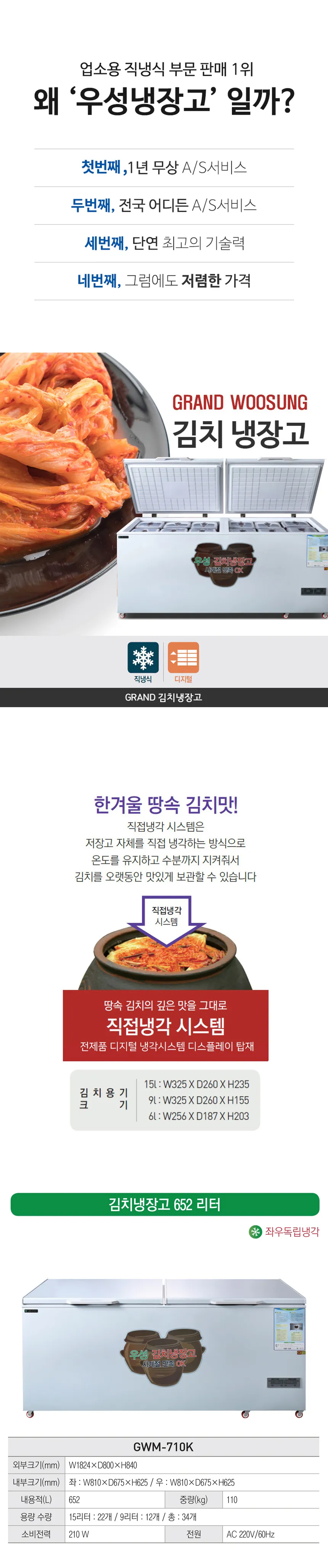 [그랜드우성] 김치 냉장고 652L GWM-710K 상세 이미지 1