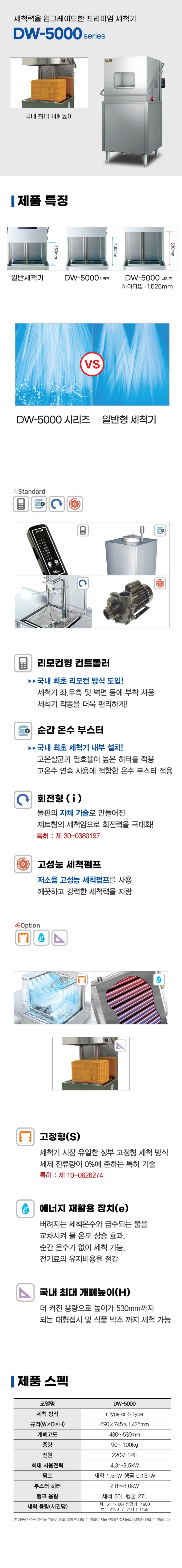 [돌핀] 업소용 식기세척기 카페 음식점 식당 세척기 DW-5000iH 상세 이미지 1