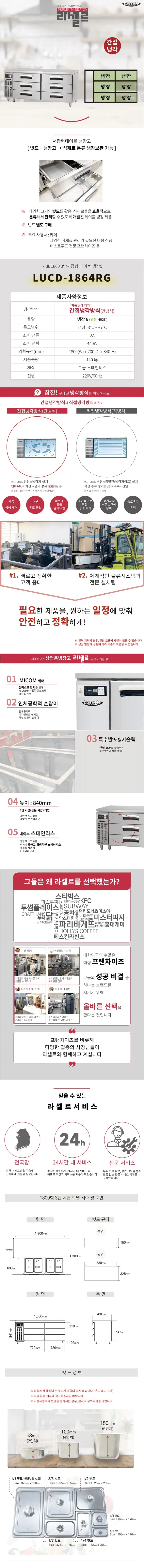 [라셀르] 간냉식 서랍식 테이블 냉장고 492L (올스텐) (36) LUCD-1864RG 상세 이미지 1