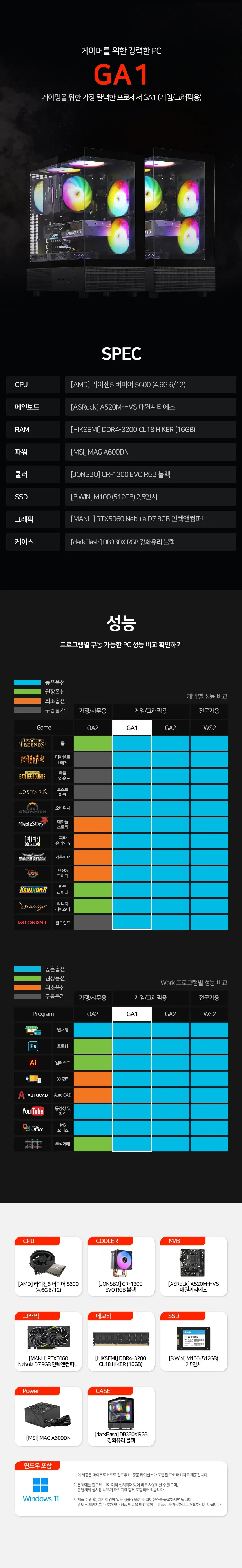 [데스크탑] 3D 게임용 본체+윈도우11+악세사리+게이밍모니터32 (GA1_GM322)  (2026) 상세 이미지 1