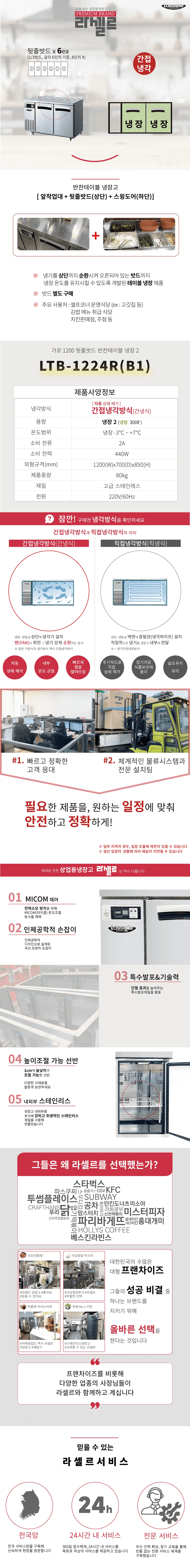 CI_[라셀르] 간냉식 뒷줄 반찬 테이블 냉장고 300L (올스텐) (LTB-1224R(B1)) 상세 이미지 3