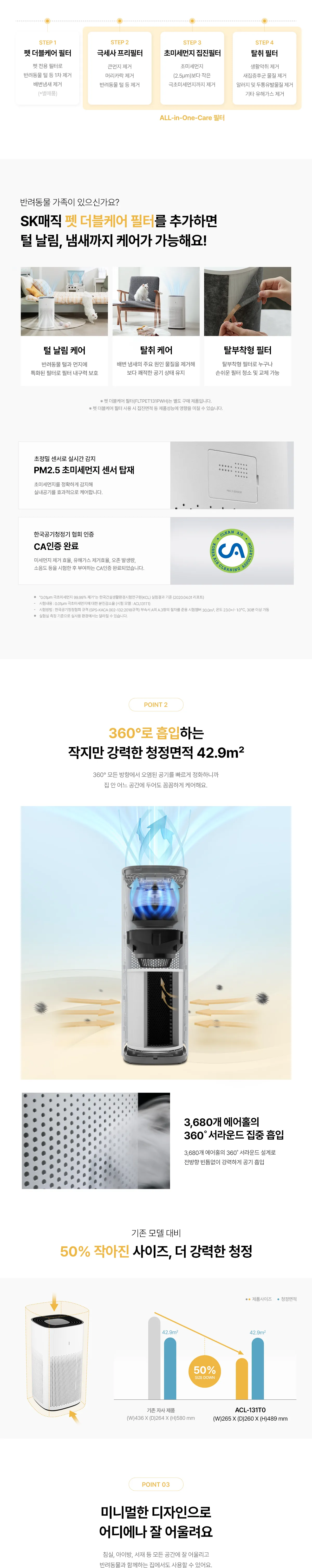 [SK매직] 코어360 공기청정기(13평형) ACL-131T0CJDG 상세 이미지 15