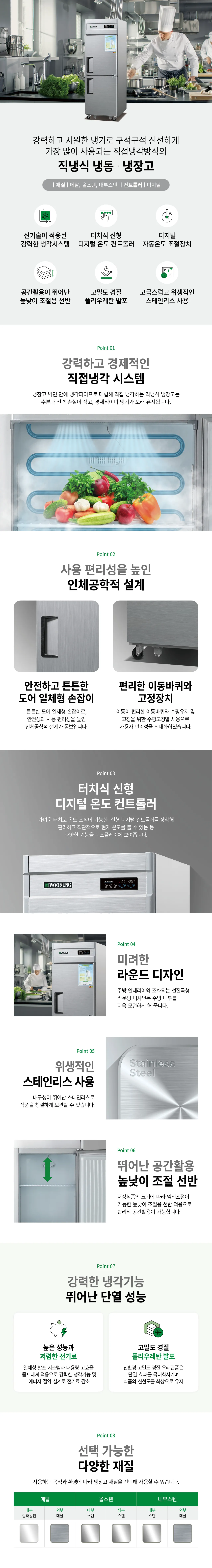 CI_[그랜드우성] 직냉식 냉장고+냉동고 510L 내부스텐 (CWSM-632RF_내부스텐) 상세 이미지 1