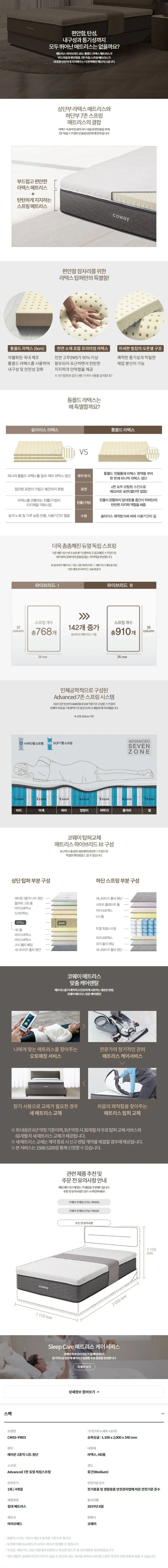 [코웨이] BEREX 하이브리드 3 매트리스 (SS) 상세 이미지 1