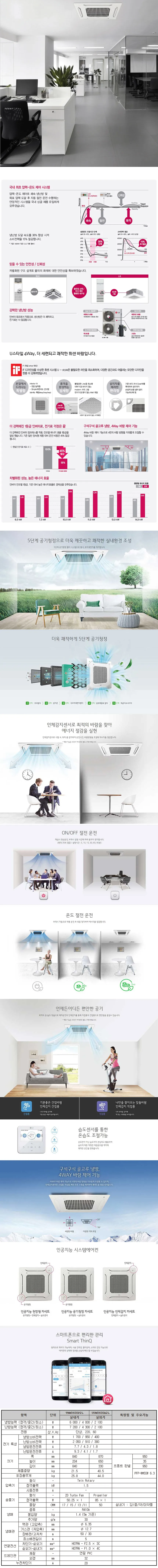 [LG]상업용 냉난방기 15평형 천정형 4WAY TW0600P2L 상세 이미지 1