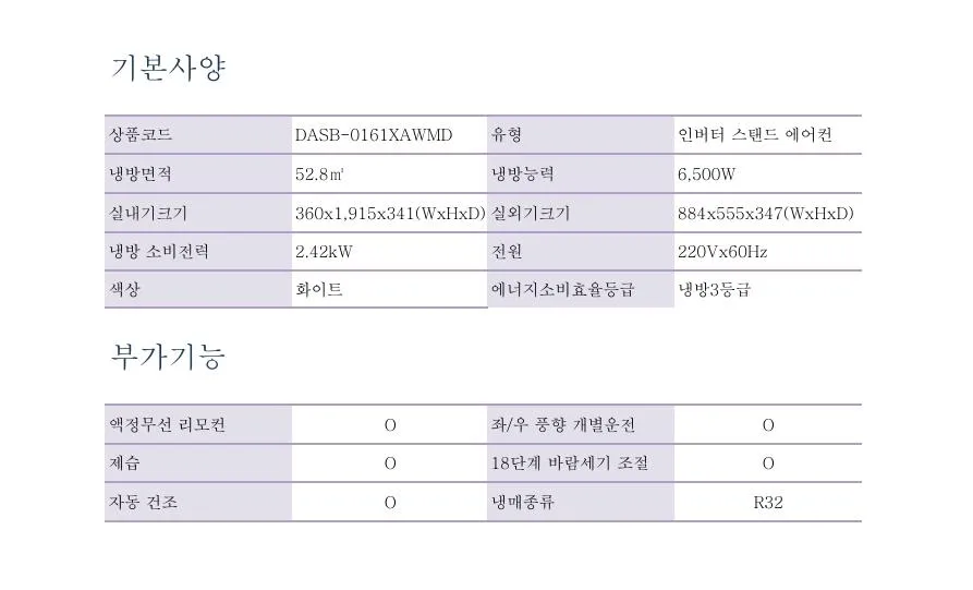 캐리어 에어컨 스탠드 16평 (36) DASB-0161XAWMD 상세 이미지 2