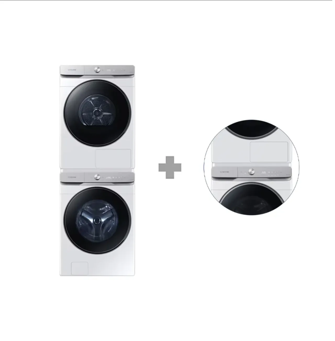 [삼성] 삼성 AI 세탁기(25kg)+건조기(21kg)+상단 설치 키트 1등급 화이트 WF25DG8650BW2T