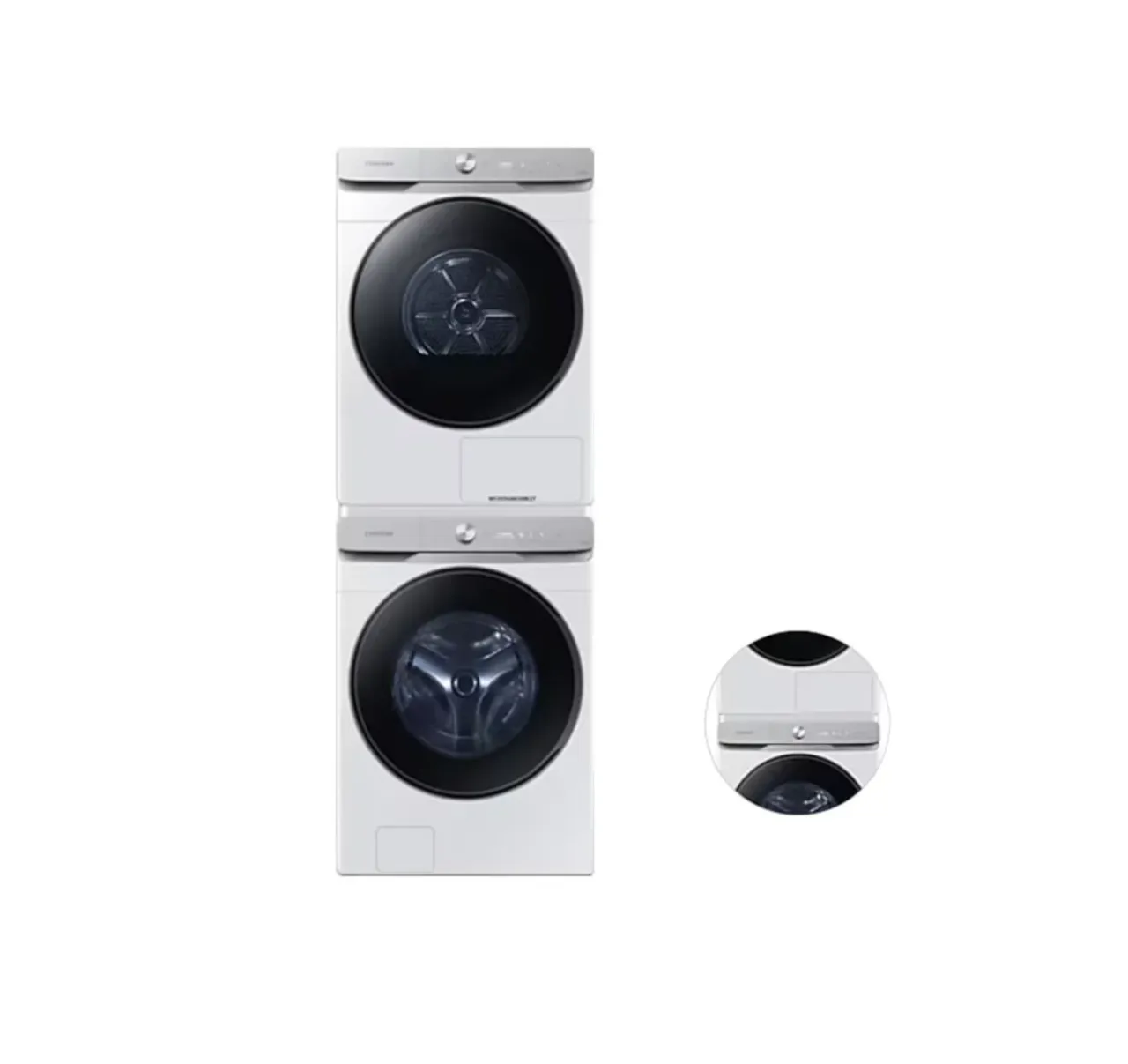 [삼성] 삼성 AI 세탁기(21kg)+건조기(21kg) [심플컨트롤] + 상단 설치 키트 1등급 화이트 WF21DG6650BW2T