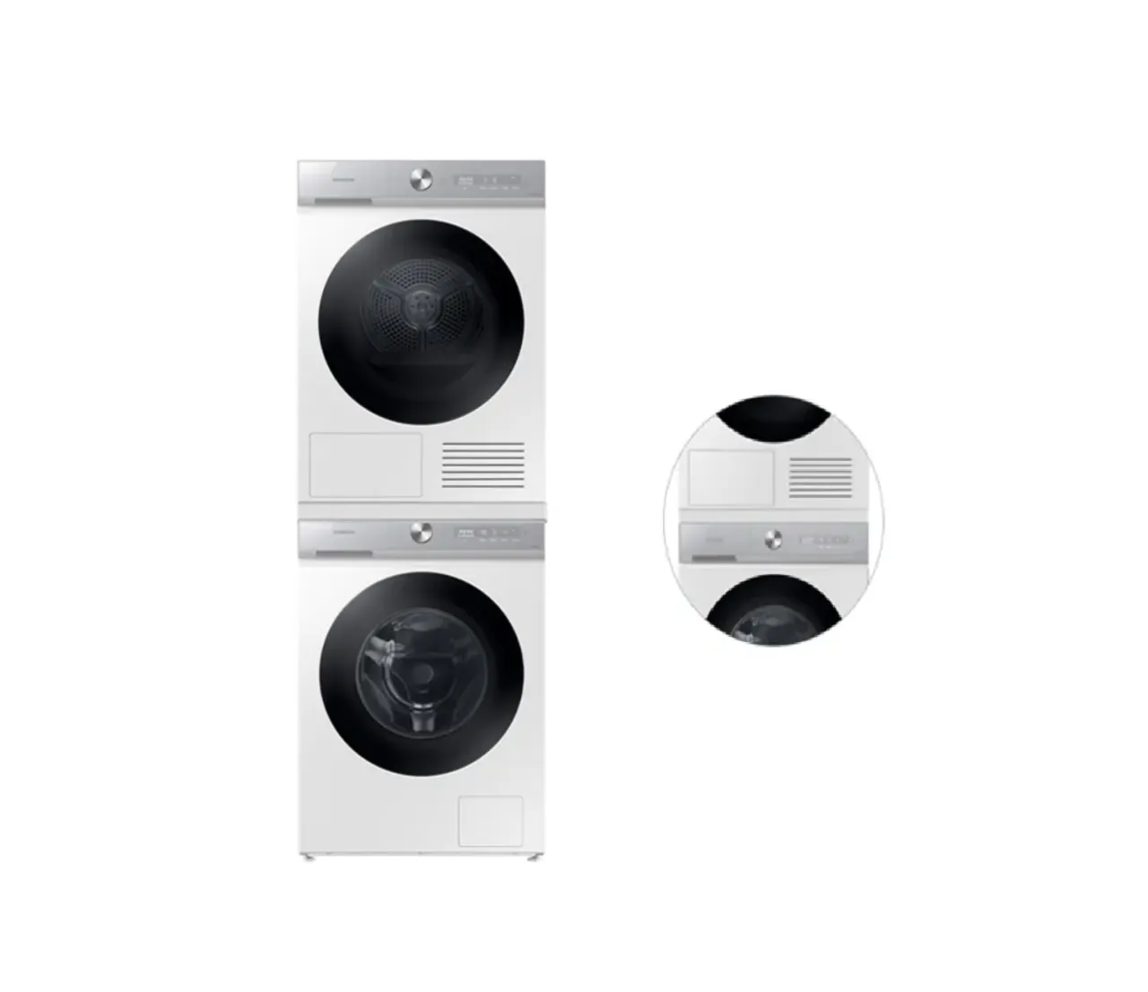 [삼성] 비스포크 그랑데 AI 슬림 13kg(세탁기) + 10kg(건조기) [심플컨트롤] + 상단 설치 키트 1등급 화이트 WW13BB844DGH1S