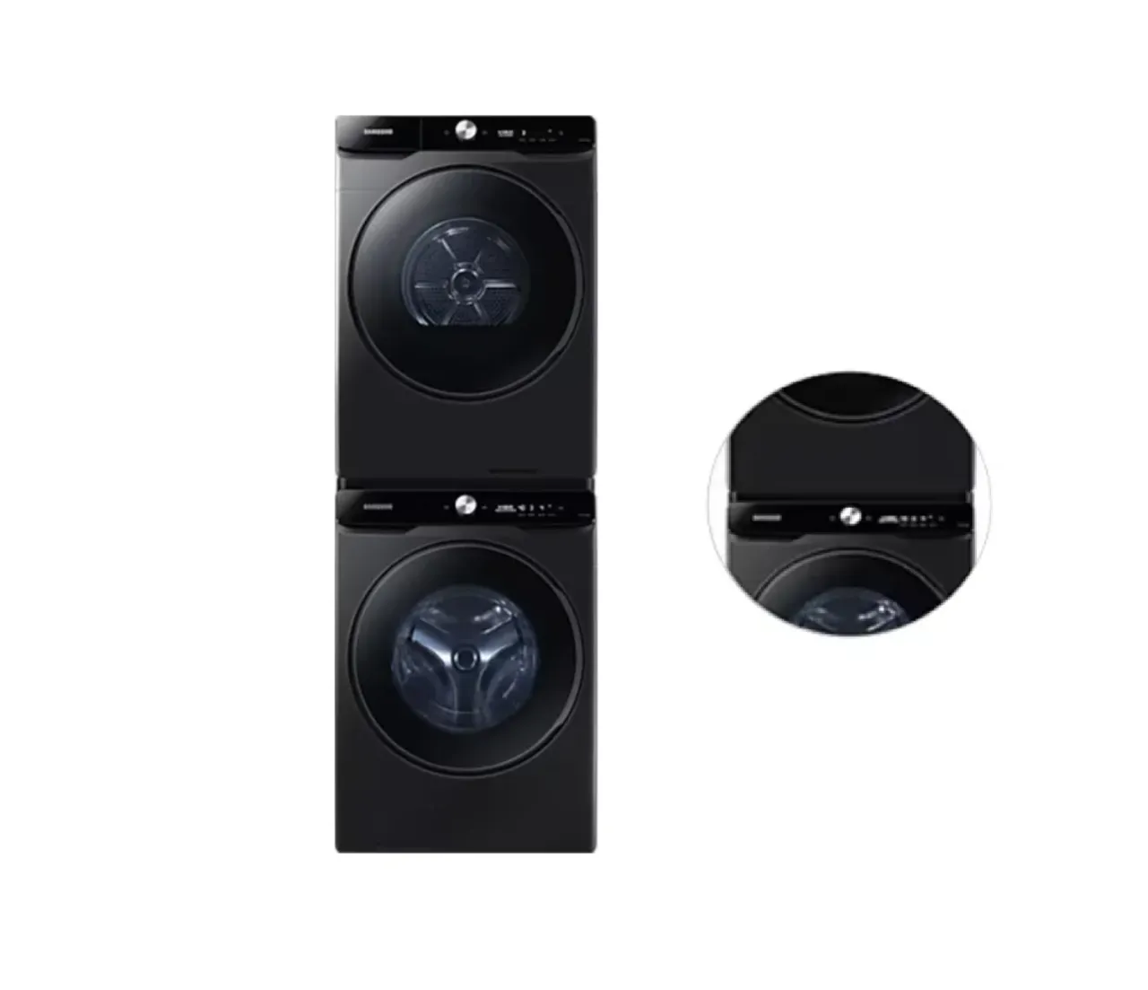 [삼성] 삼성 AI 세탁기(21kg)+건조기(21kg) [심플컨트롤] + 상단 설치 키트 1등급 블랙캐비어 WF21DG6650BV2T