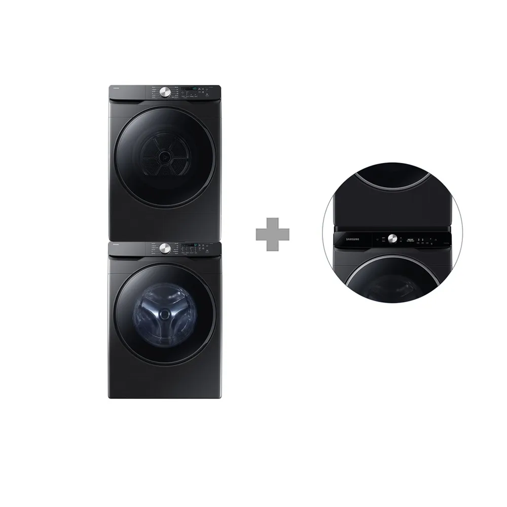 삼성] 삼성 AI 세탁기(25kg)+건조기(21kg)+상단 설치 키트 1등급 블랙캐비어 WF25DG8650BV2T